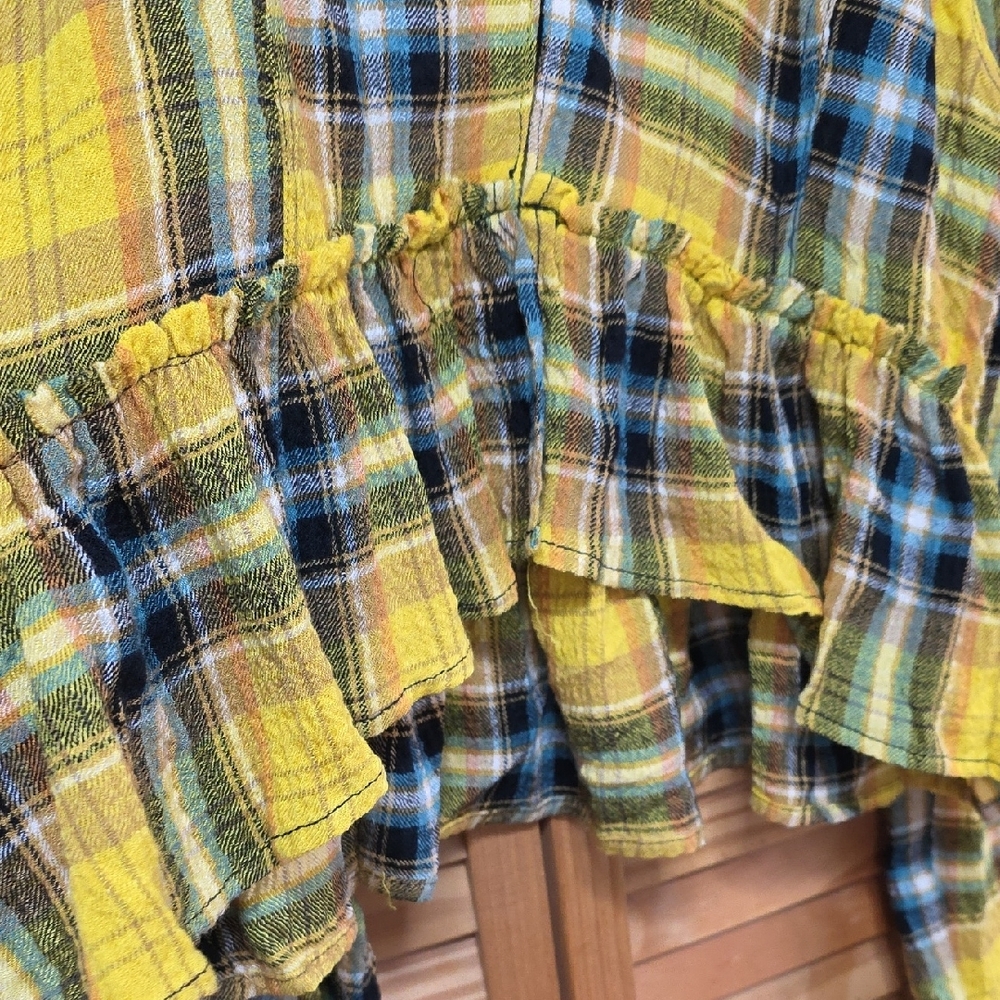 Yellow Plaid Ruffle Blouse - Picture 3 of 4